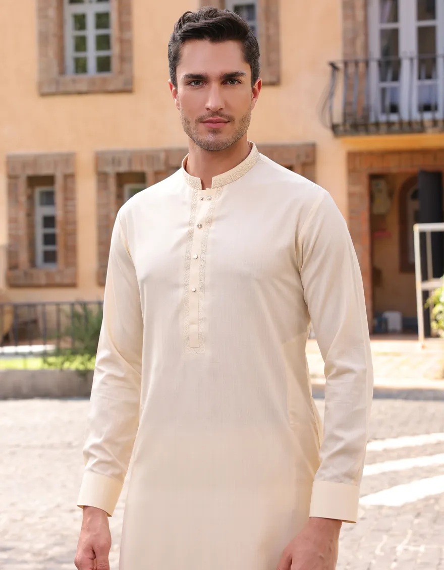 CREAM BLENDED SPECIAL KURTA TROUSERS | JJKP-A-33245/S25/JJ10070-SF - Image 2