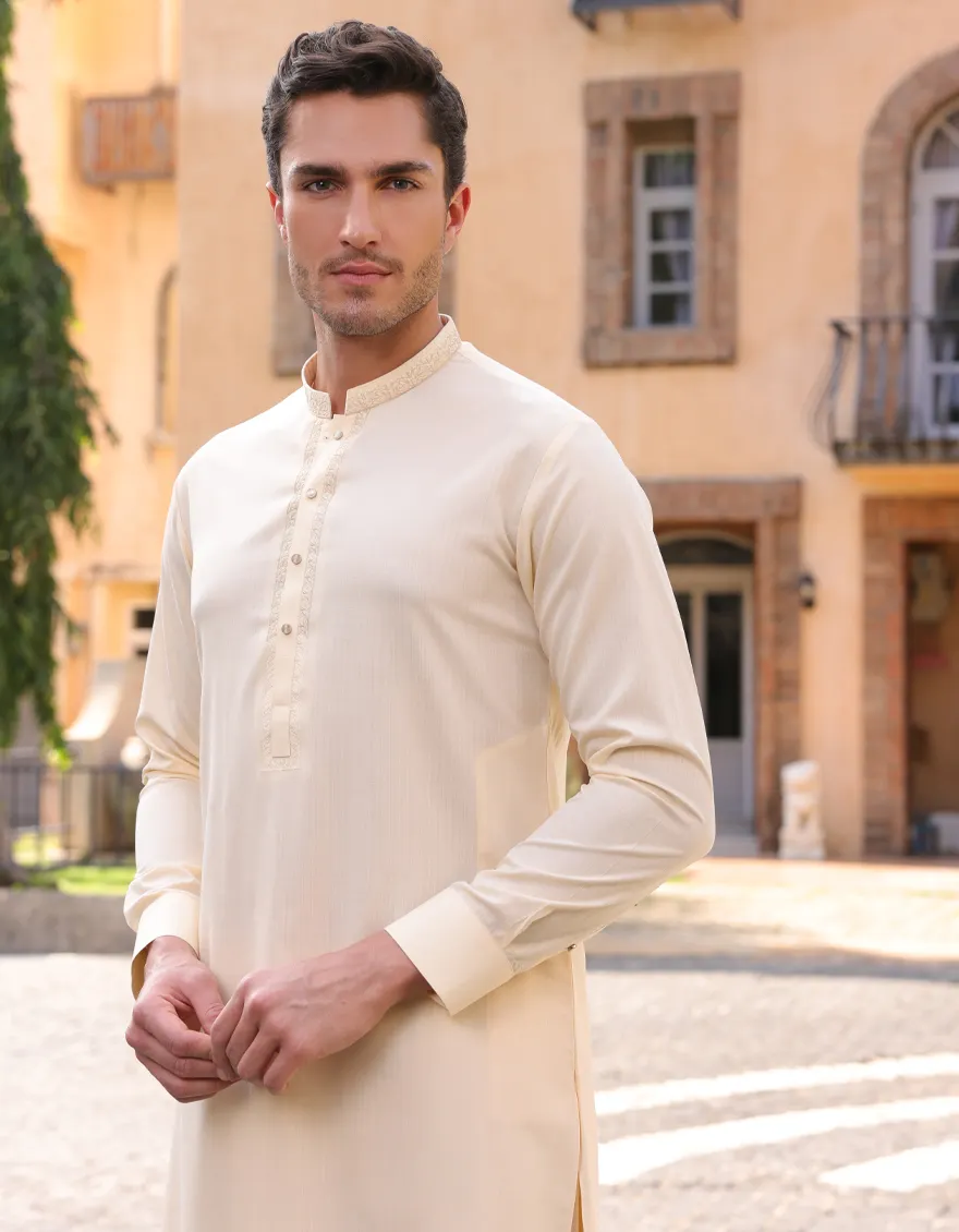 CREAM BLENDED SPECIAL KURTA TROUSERS | JJKP-A-33245/S25/JJ10070-SF - Image 3