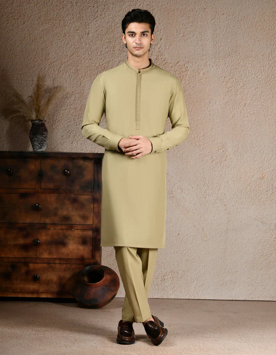 BEIGE BLENDED SPECIAL KURTA TROUSERS | JJKP-A-33251/S25/JJ9371-SF