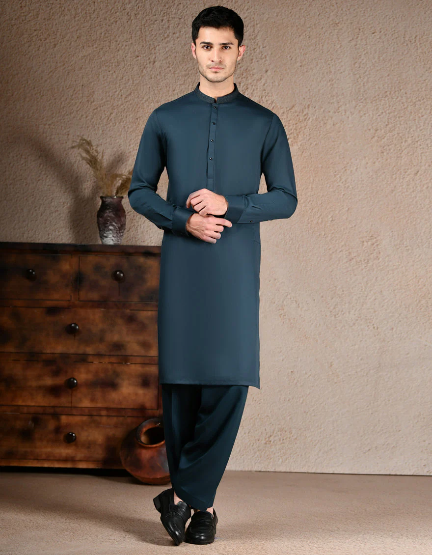 DEEP GREEN BLENDED SPECIAL KURTA TROUSERS | JJKP-A-33270/S25/JJ9579-SF