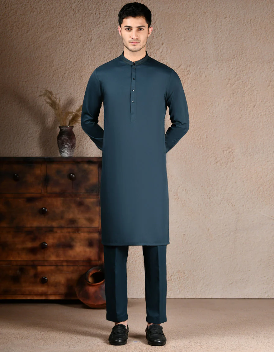 DEEP GREEN BLENDED SPECIAL KURTA TROUSERS | JJKP-A-33270/S25/JJ9579-SF - Image 4