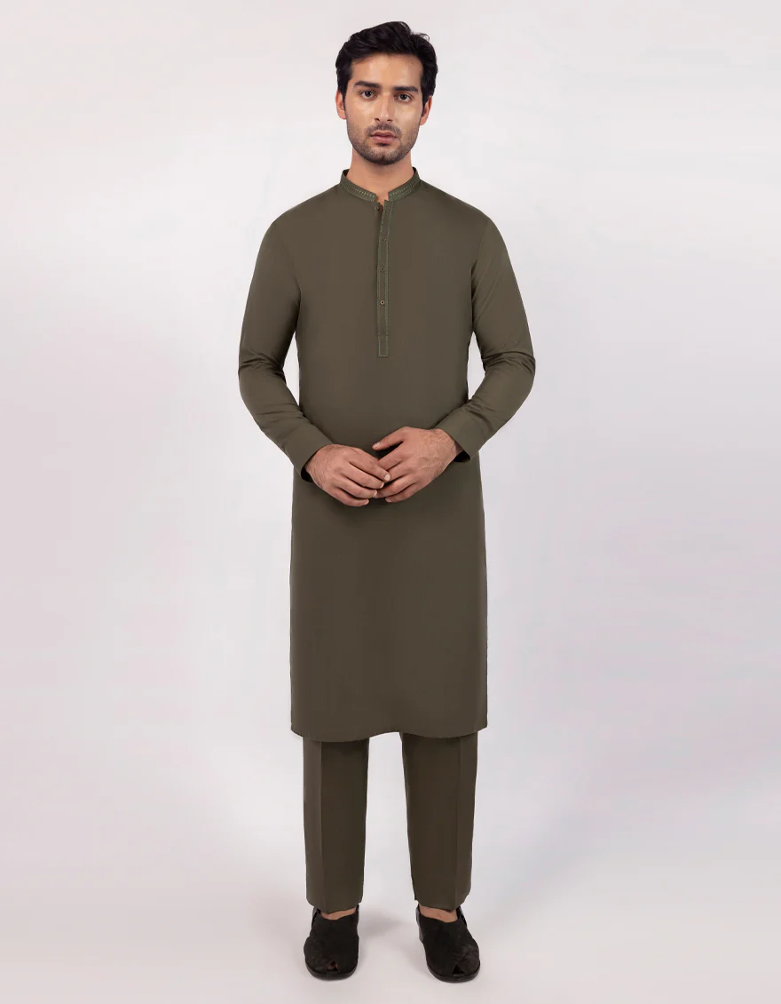 GREEN BLENDED KURTA TROUSERS | JJKP-A-33719/S25/JJ9941-FL
