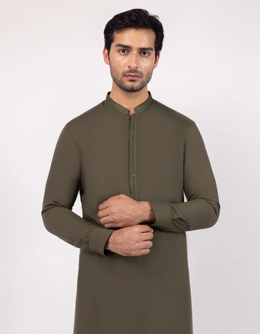 GREEN BLENDED KURTA TROUSERS | JJKP-A-33719/S25/JJ9941-FL - Image 2