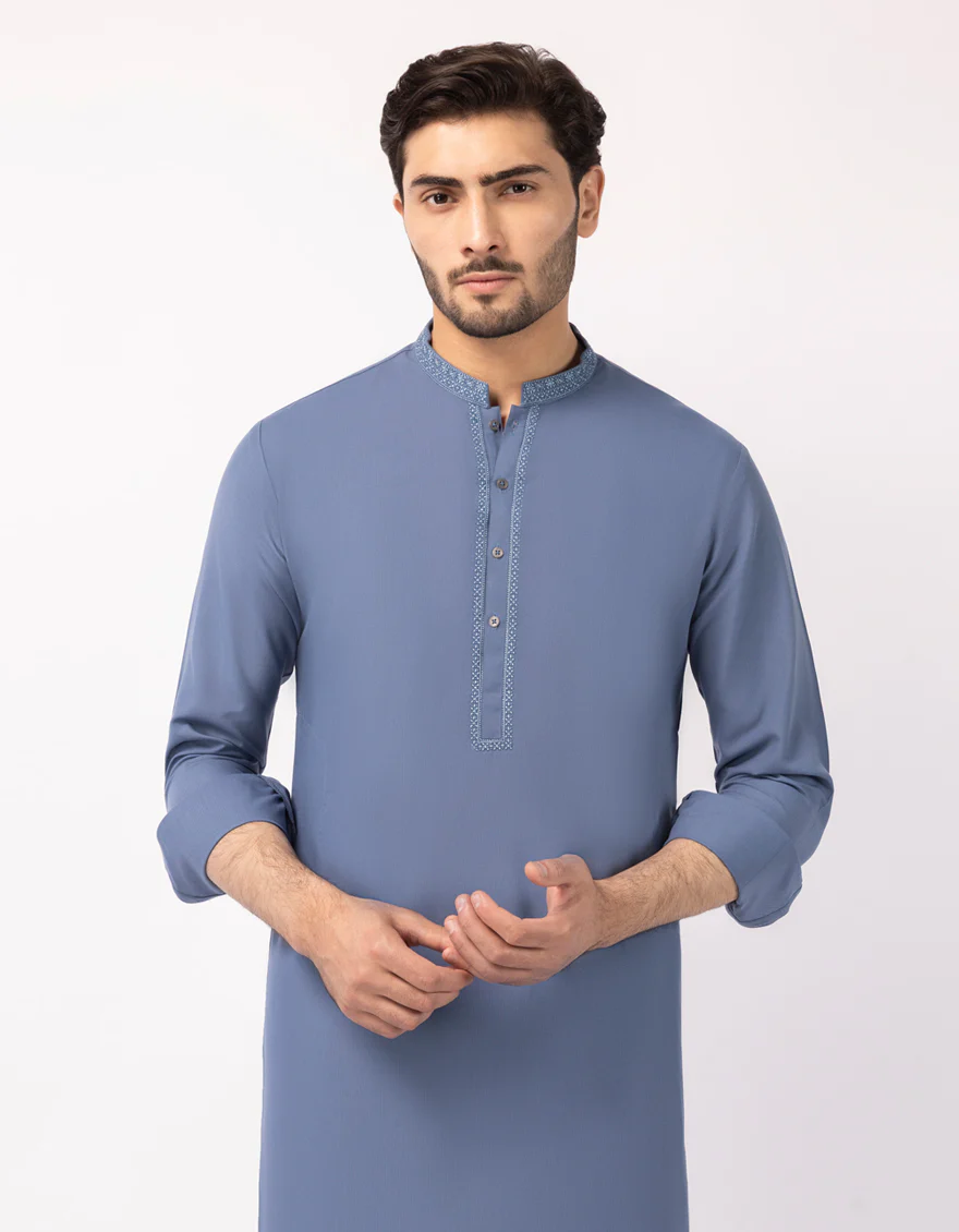 BLUE BLENDED KURTA TROUSERS | JJKP-A-33729/S25/JJ9944-SF - Image 2