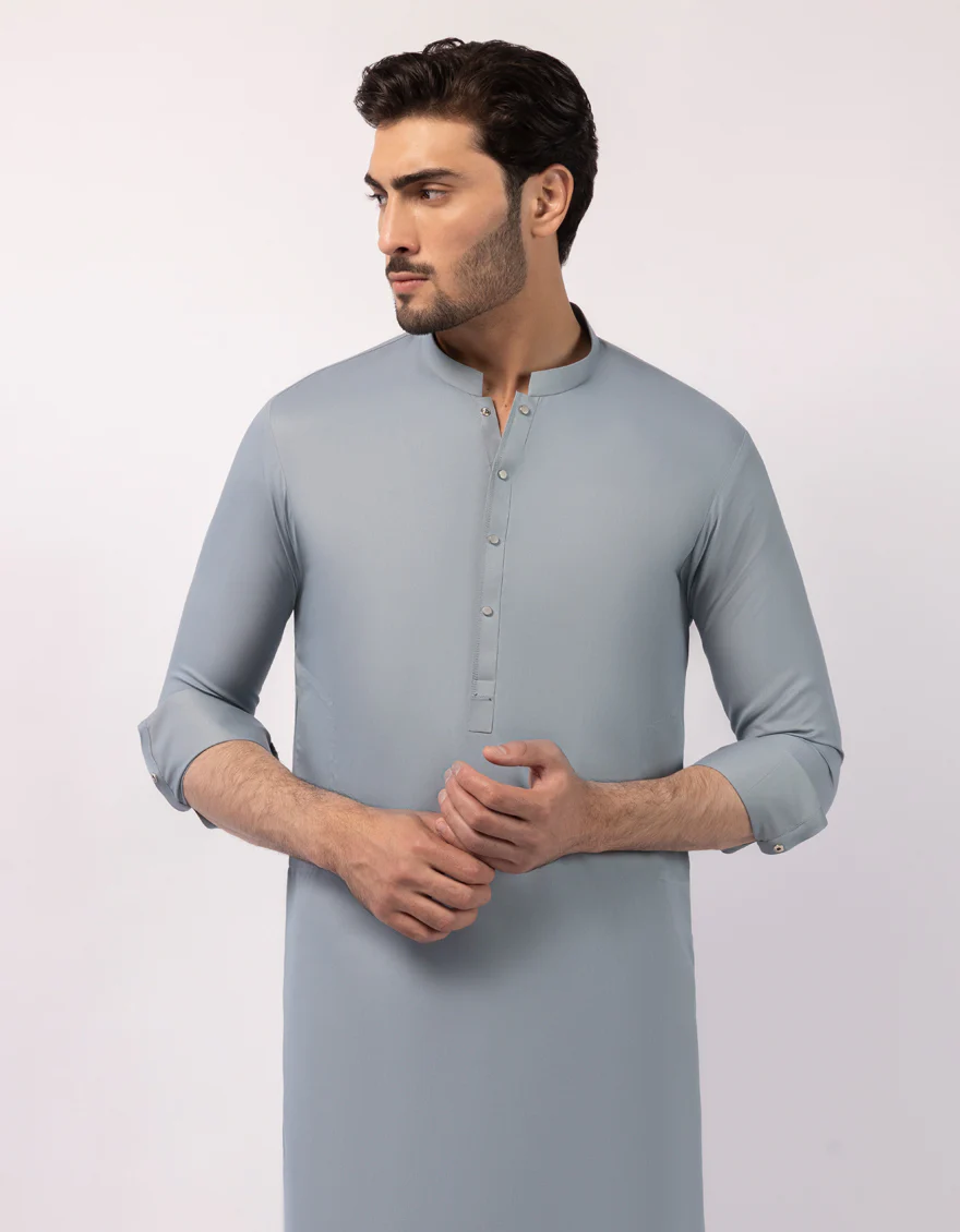 AZURE BLUE BLENDED KURTA TROUSERS | JJKP-A-33773/S26/JJ10455-CL - Image 2