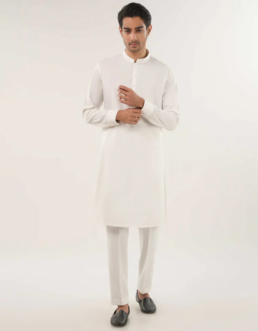 WHITE KURTA TROUSERS | JJKP-A-47502-R3-AP/S25/JJ10251-PN
