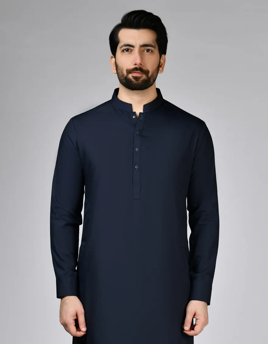 NAVY BLUE BLENDED SPECIAL KURTA TROUSERS | JJKP-A-47505-AP/S25/JJ9772-PN - Image 2