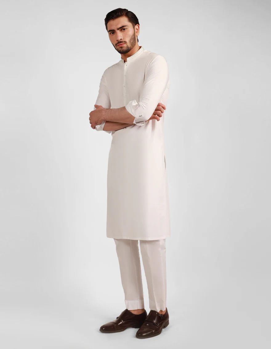 WHITE KURTA TROUSERS | JJKP-A-47517/S25/JJ8346-SF