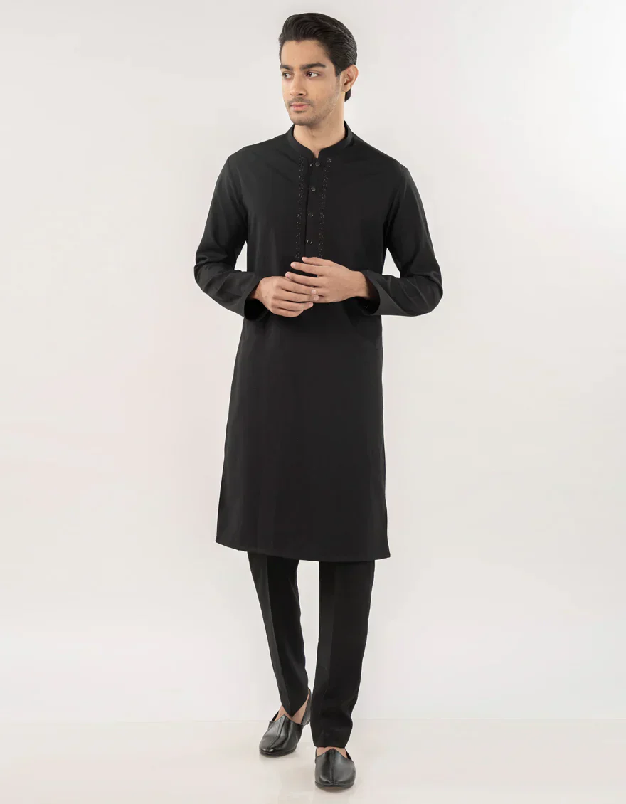BLACK BLENDED SPECIAL KURTA TROUSERS | JJKP-A-50014/S24/JJ9577-FL
