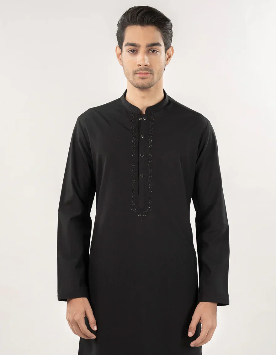 BLACK BLENDED SPECIAL KURTA TROUSERS | JJKP-A-50014/S24/JJ9577-FL - Image 2