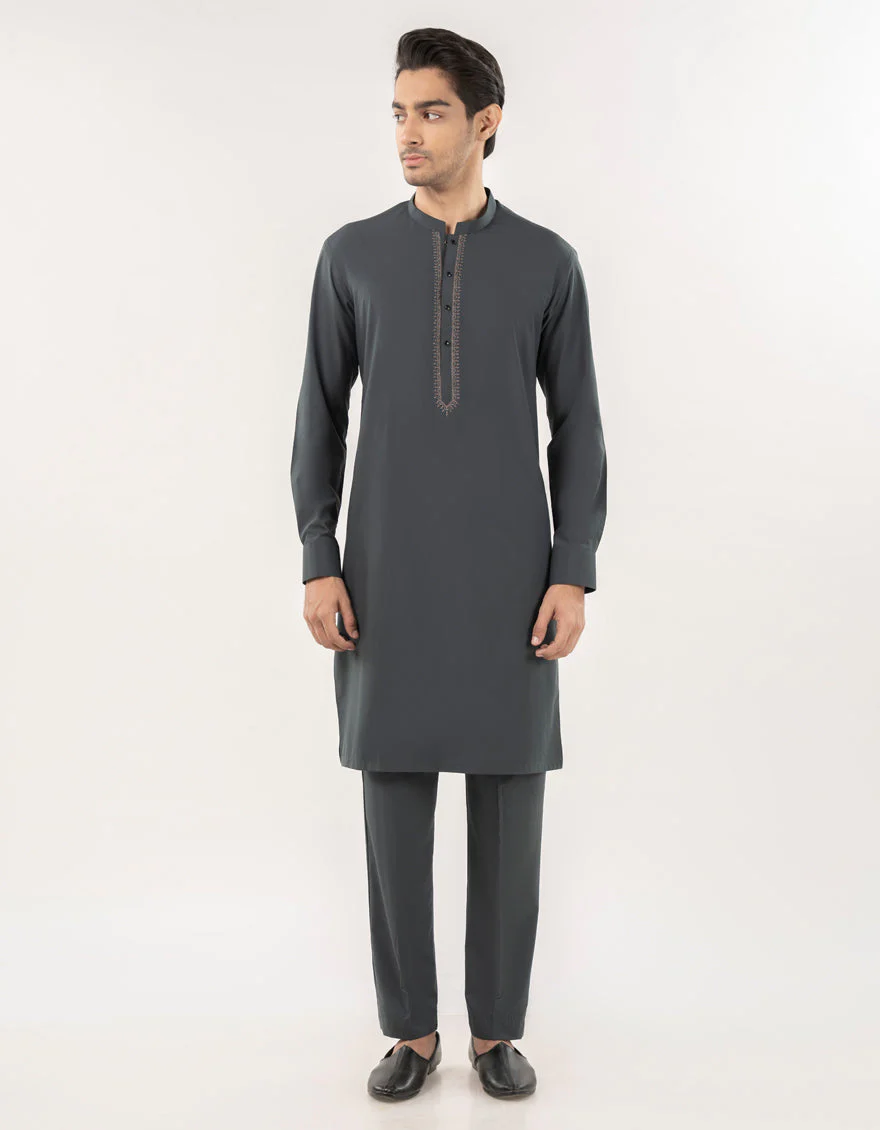 DARK GREEN BLENDED SPECIAL KURTA TROUSERS | JJKP-A-50015/S25/JJ10016-SF