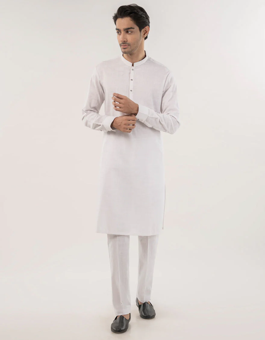 WHITE COTTON SPECIAL KURTA TROUSERS | JJKP-W-33176/S24/JJ9732-SF
