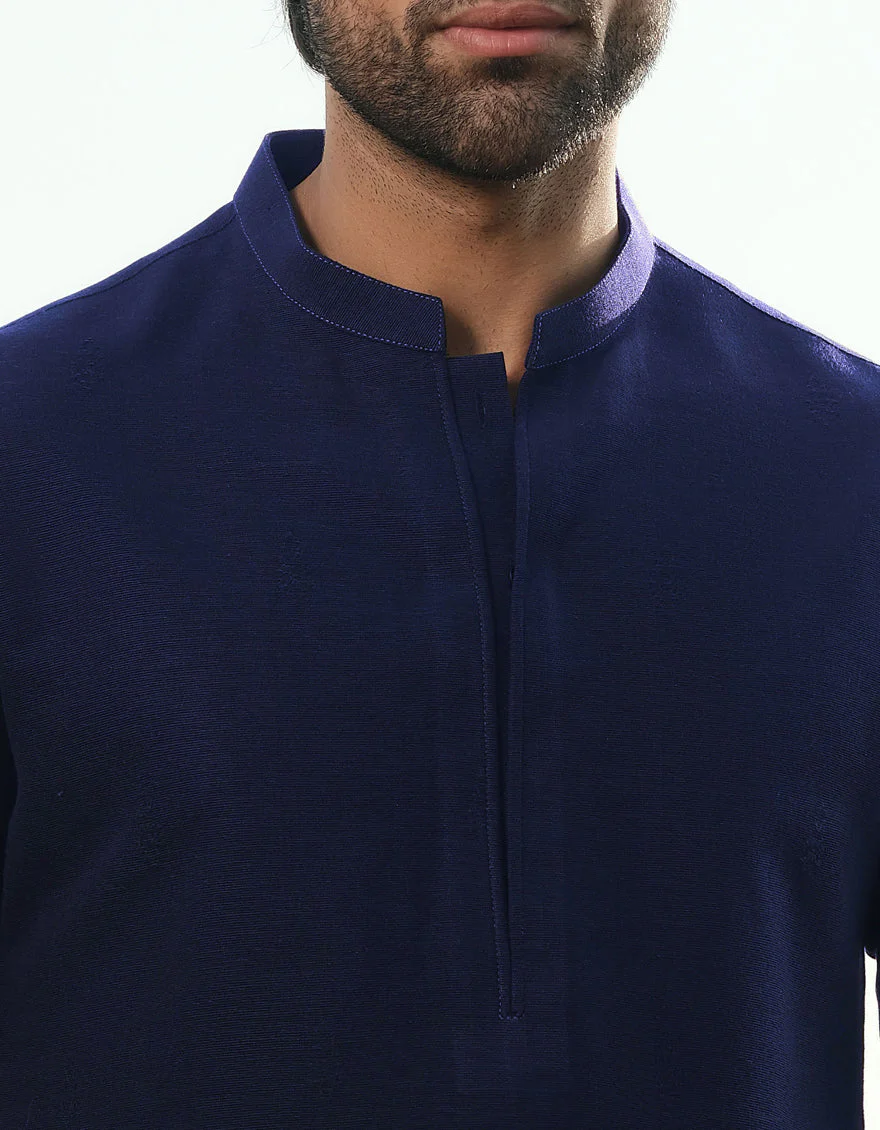 NAVY BLUE COTTON SPECIAL KURTA TROUSERS | JJKP-W-47360/S24/JJ9662-FL - Image 3