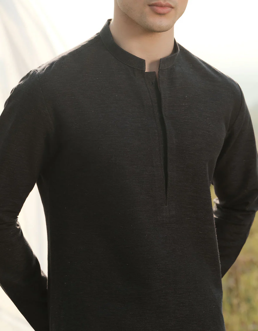 BLACK COTTON SPECIAL KURTA TROUSERS | JJKP-W-47361/S24/JJ9662-FL - Image 3