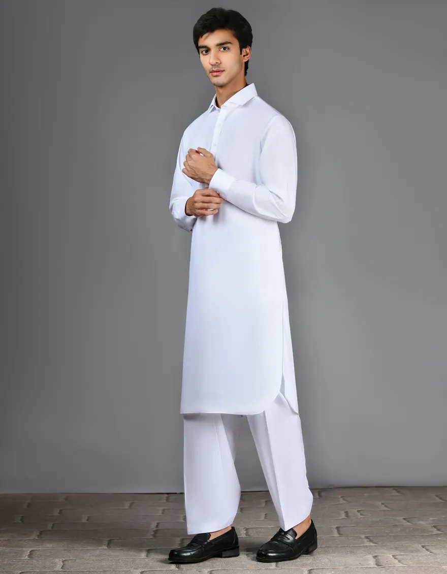 WHITE BLENDED KAMEEZ SHALWAR | JJKS-A-30727-R30-AP/S25/JJ9737-PN