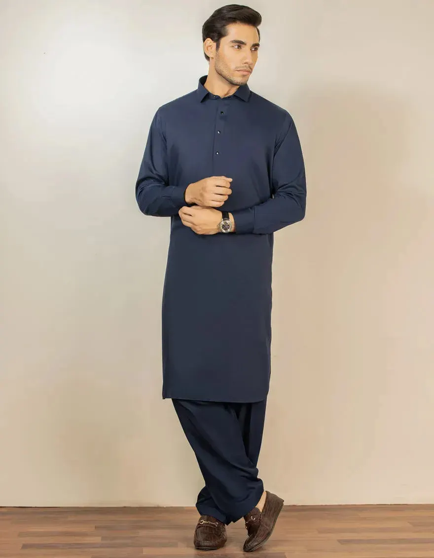 NAVY BLUE BLENDED KAMEEZ SHALWAR | JJKS-A-30779-R46-AP/S25/JJ9771-PN