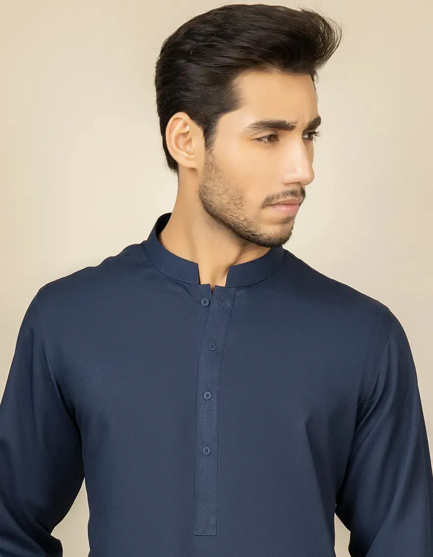 NAVY BLUE BLENDED KAMEEZ SHALWAR | JJKS-A-30780-R43-AP/S25/JJ10252-PN - Image 3