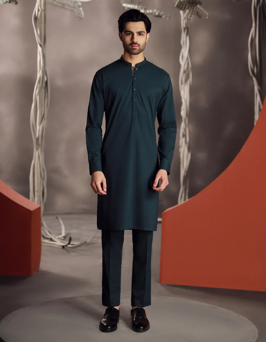 SEA GREEN COTTON KAMEEZ SHALWAR | JJKS-A-33020/S24/JJ9304-PN