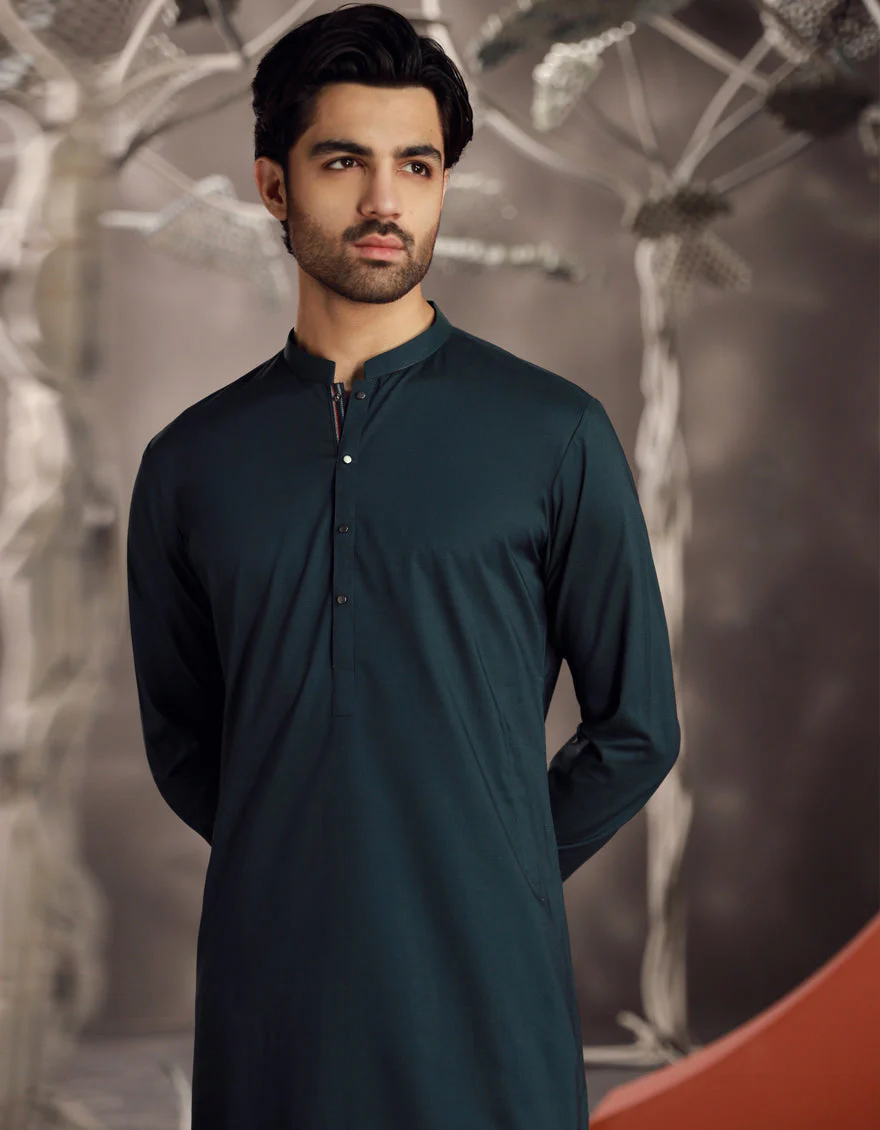 SEA GREEN COTTON KAMEEZ SHALWAR | JJKS-A-33020/S24/JJ9304-PN - Image 2
