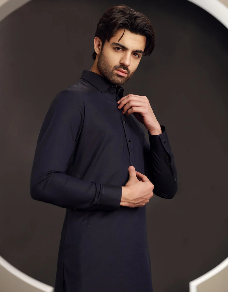MIDNIGHT BLUE COTTON KAMEEZ SHALWAR | JJKS-A-33022/S24/JJ9484-PN - Image 2