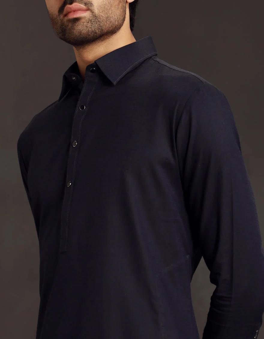 MIDNIGHT BLUE COTTON KAMEEZ SHALWAR | JJKS-A-33022/S24/JJ9484-PN - Image 3