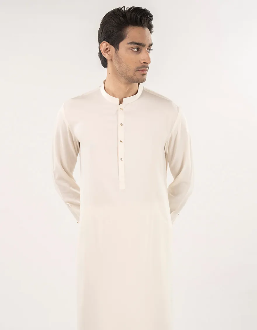 OFF WHITE BLENDED KAMEEZ SHALWAR | JJKS-A-33048/S25/JJ9350-PN