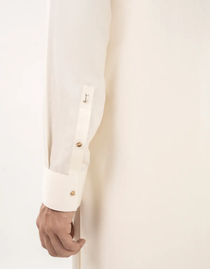 OFF WHITE BLENDED KAMEEZ SHALWAR | JJKS-A-33048/S25/JJ9350-PN - Image 2