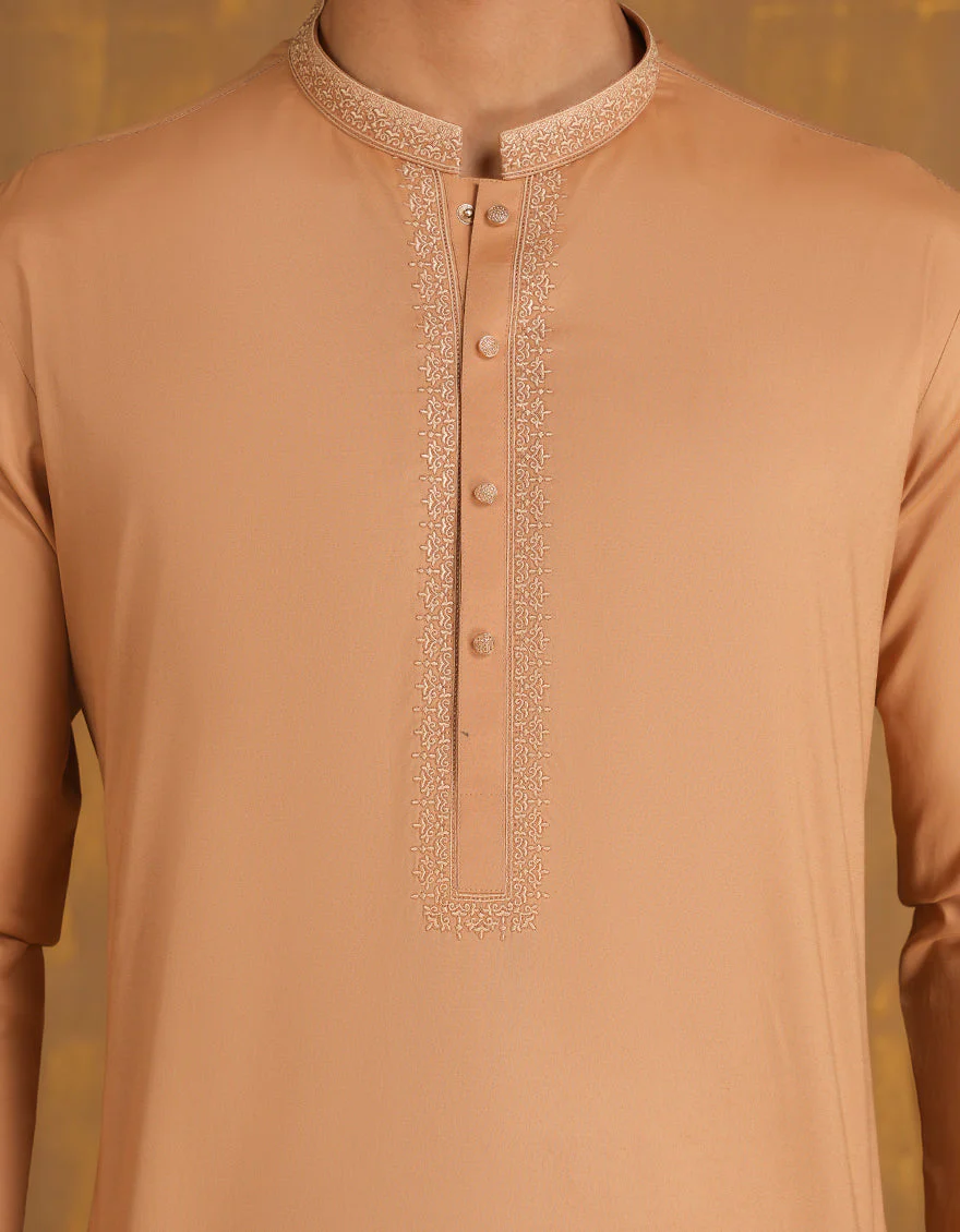 BISCUIT BROWN BLENDED KAMEEZ SHALWAR | JJKS-A-33090/S24/JJ9285-SF - Image 3