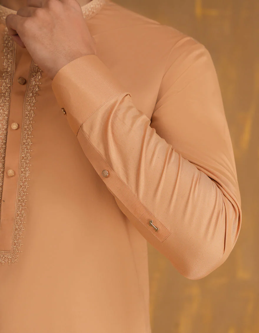 BISCUIT BROWN BLENDED KAMEEZ SHALWAR | JJKS-A-33090/S24/JJ9285-SF - Image 4