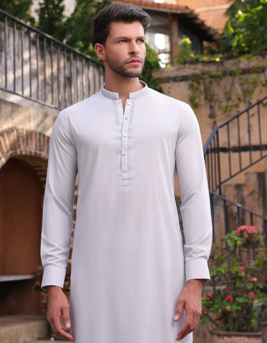 SMOKE GREY BLENDED KAMEEZ SHALWAR | JJKS-A-33244/S25/JJ10070-SF - Image 5