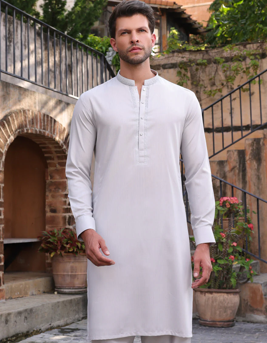 SMOKE GREY BLENDED KAMEEZ SHALWAR | JJKS-A-33244/S25/JJ10070-SF - Image 6
