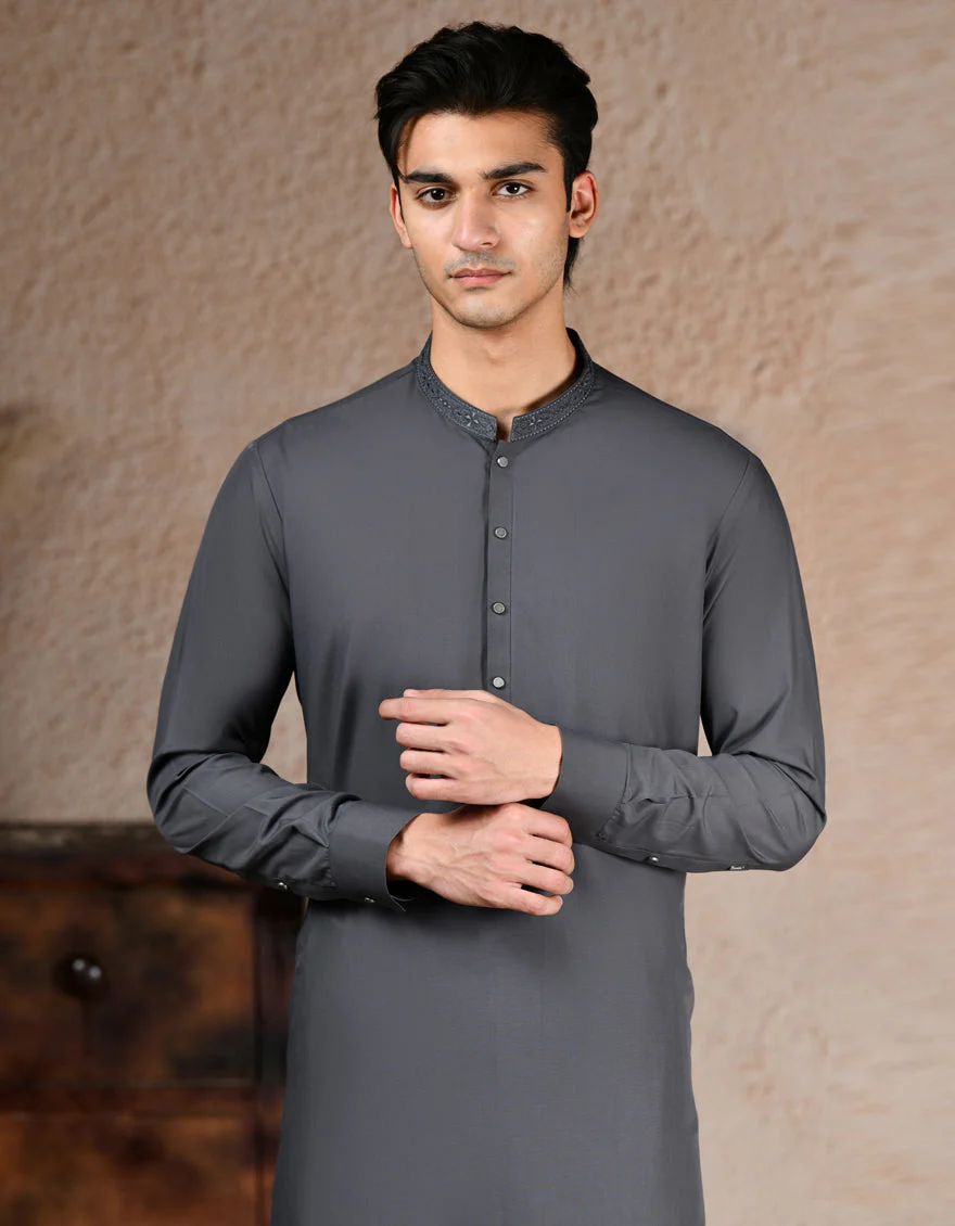 GREY BLENDED KAMEEZ SHALWAR | JJKS-A-33248/S25/JJ9691-SF - Image 2