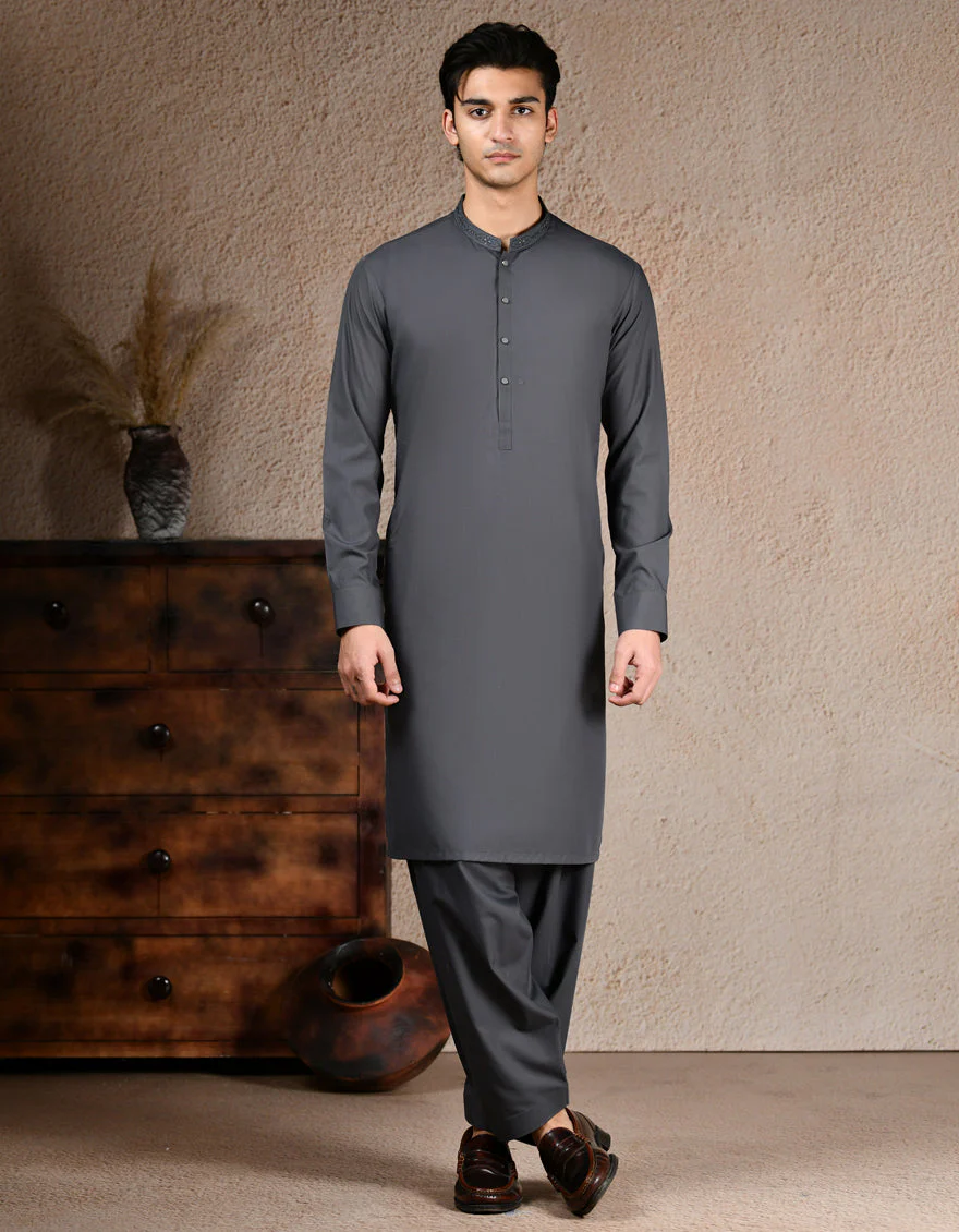 GREY BLENDED KAMEEZ SHALWAR | JJKS-A-33248/S25/JJ9691-SF - Image 3
