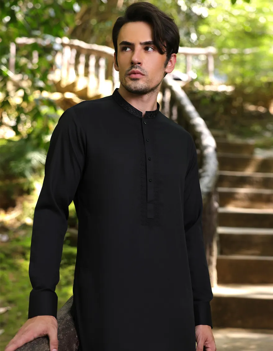 BLACK BLENDED KAMEEZ SHALWAR | JJKS-A-33253/S25/JJ9266-SF - Image 3