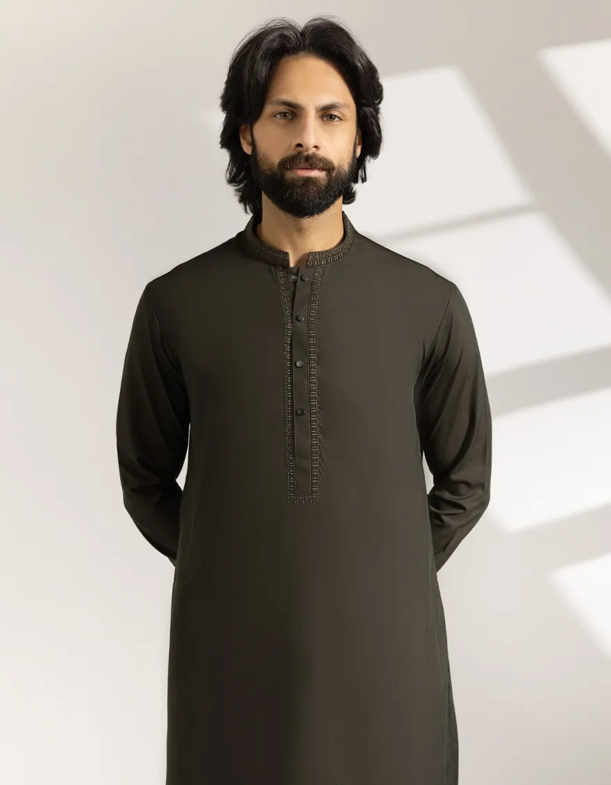 ARMY GREEN KAMEEZ SHALWAR | JJKS-A-33442/S25/JJ9933-SF - Image 2