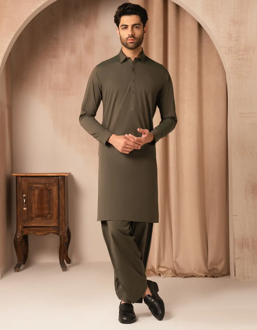 GREEN COTTON KAMEEZ SHALWAR | JJKS-A-33452/S25/JJ9873-CL