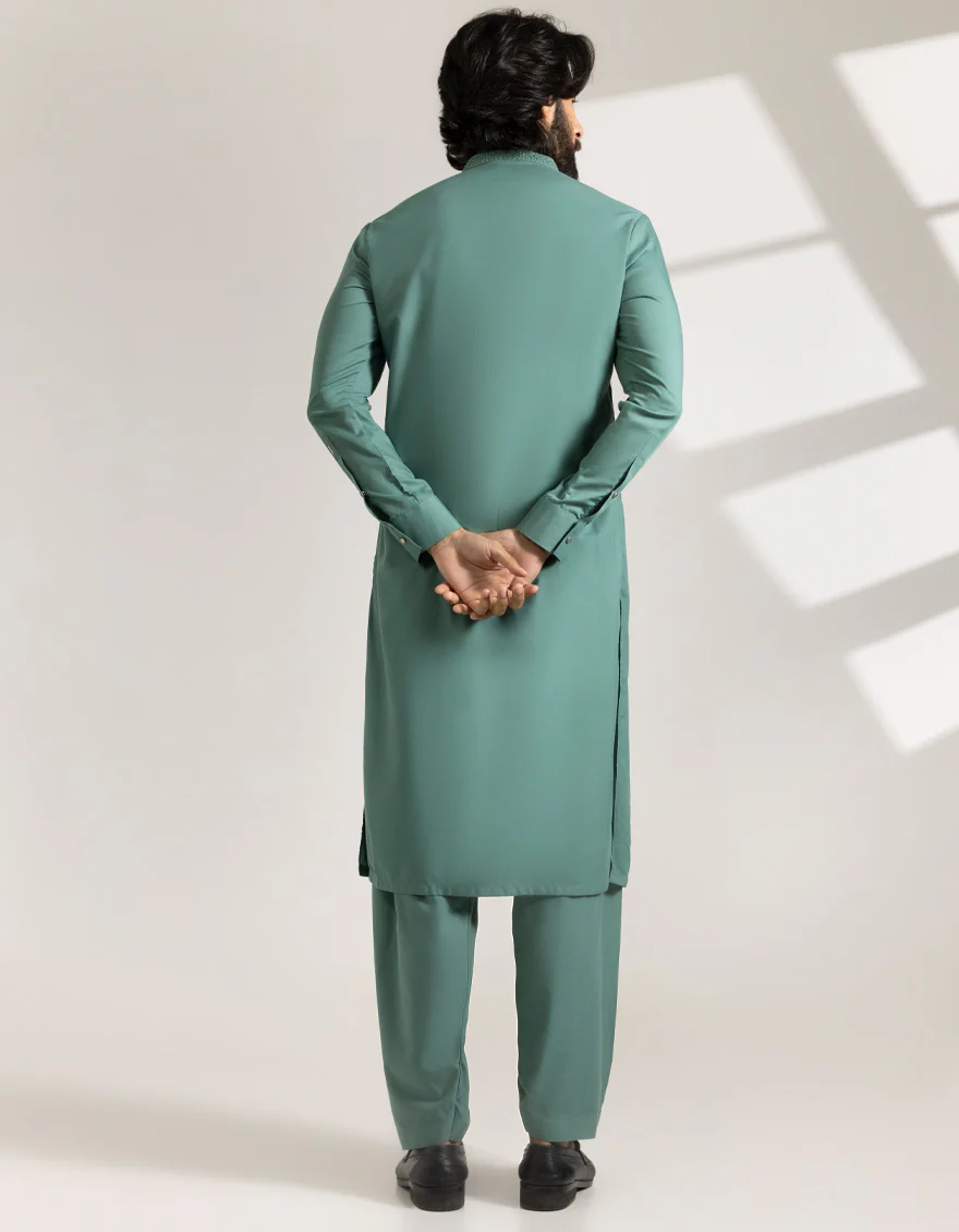 GREEN KAMEEZ SHALWAR | JJKS-A-33461/S25/JJ9822-SF - Image 3