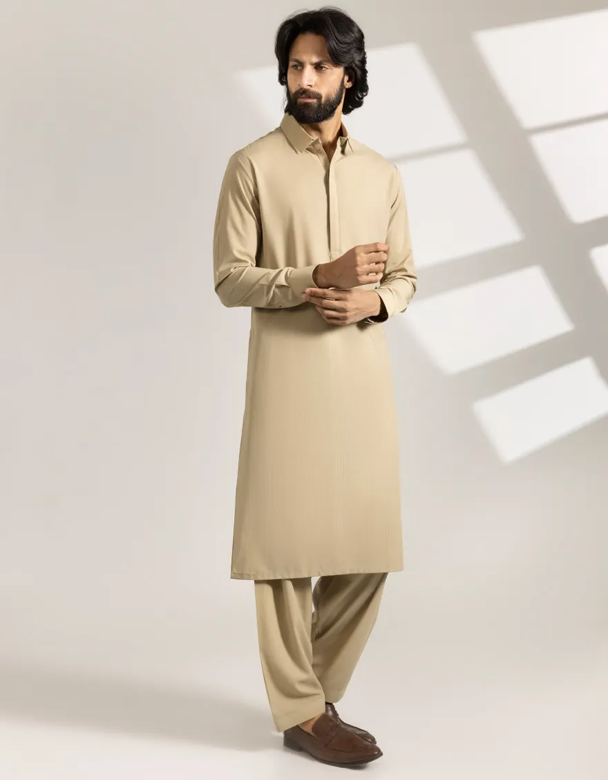 KHAKI KAMEEZ SHALWAR | JJKS-A-33462/S25/JJ10028-CL - Image 4