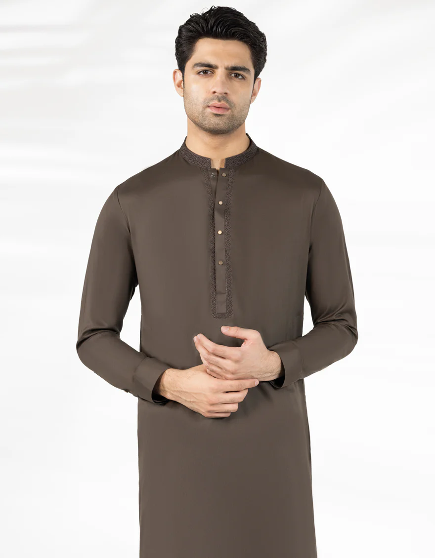 BROWN KAMEEZ SHALWAR | JJKS-A-33483/S25/JJ9856-SF - Image 2