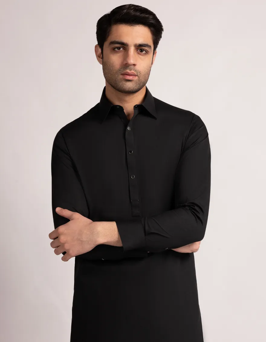 BLACK BLENDED KAMEEZ SHALWAR | JJKS-A-33633/S25/JJ9789-CL - Image 2