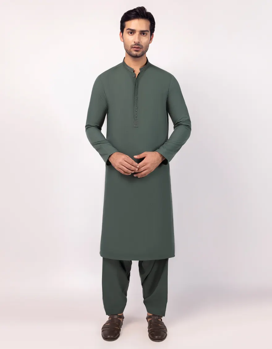 GREEN BLENDED KAMEEZ SHALWAR | JJKS-A-33688/S25/JJ9944-SF