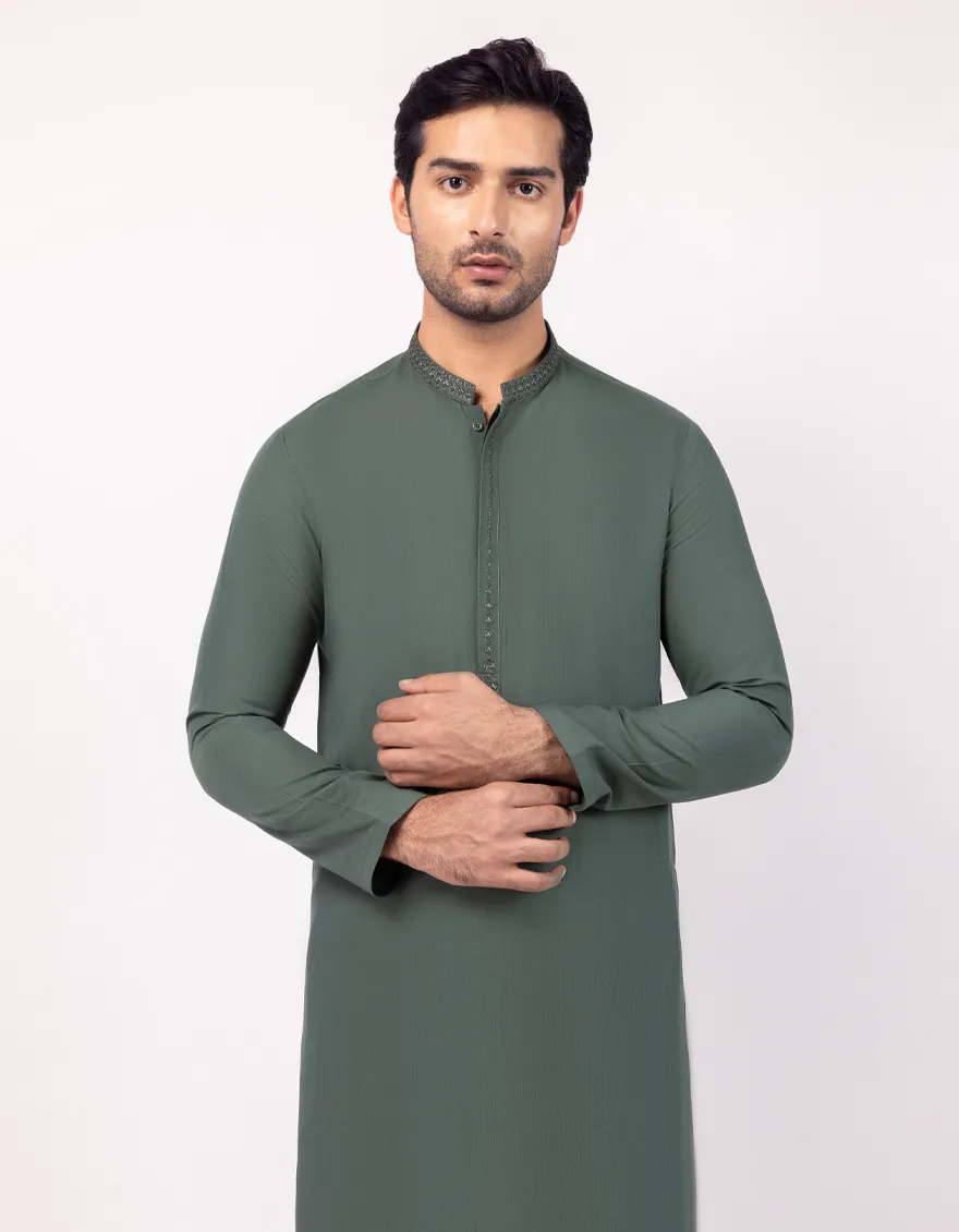 GREEN BLENDED KAMEEZ SHALWAR | JJKS-A-33688/S25/JJ9944-SF - Image 2