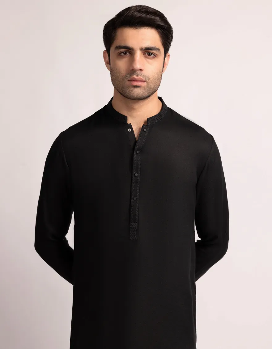 BLACK BLENDED KAMEEZ SHALWAR | JJKS-A-33722/S25/JJ10418-SF - Image 2