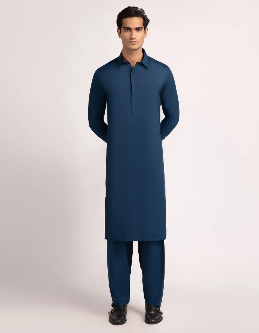 BLUE BLENDED KAMEEZ SHALWAR | JJKS-A-33735/S25/JJ10237-CL
