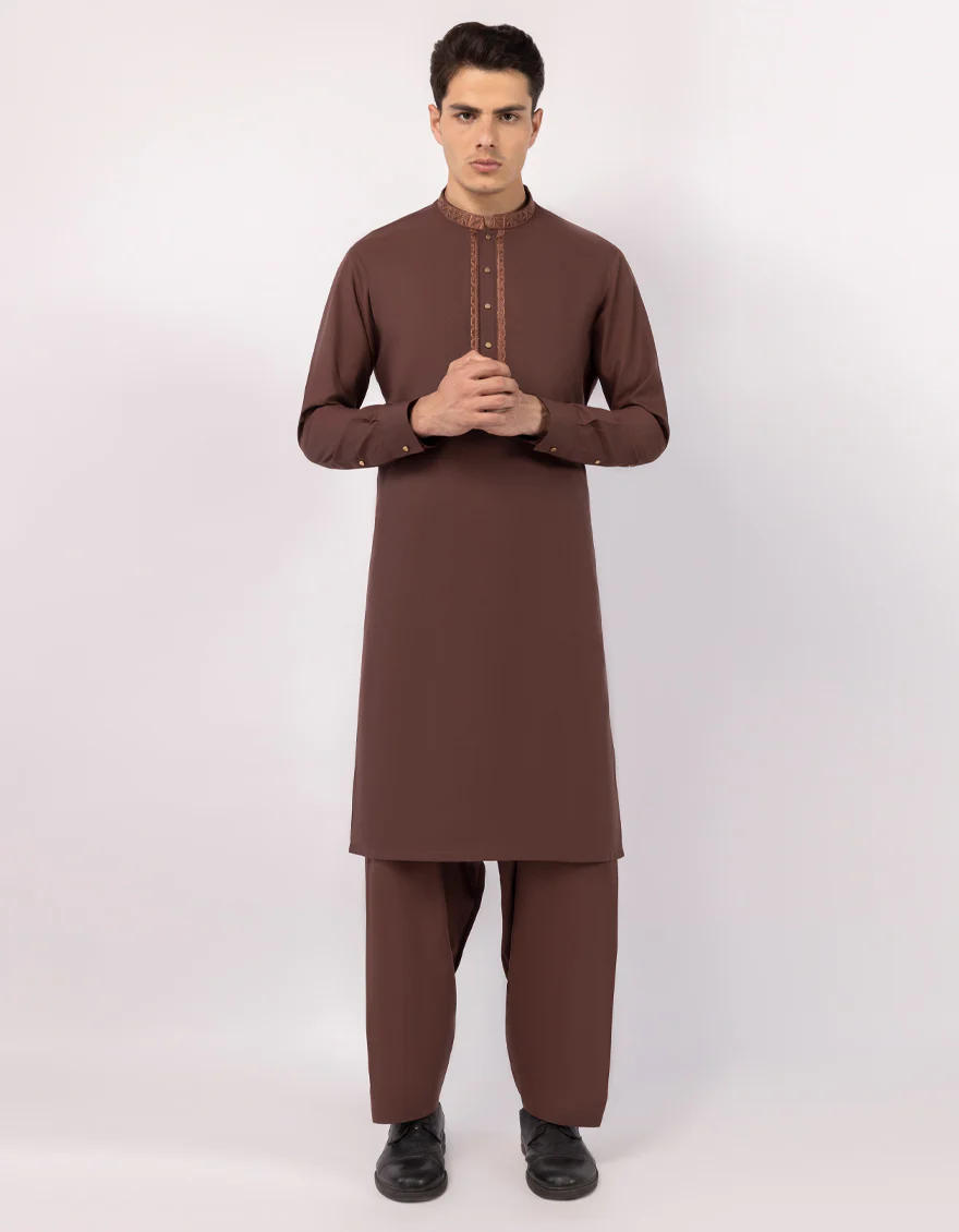 BROWN KAMEEZ SHALWAR | JJKS-A-33873/S26/JJ10347-SF - Image 4