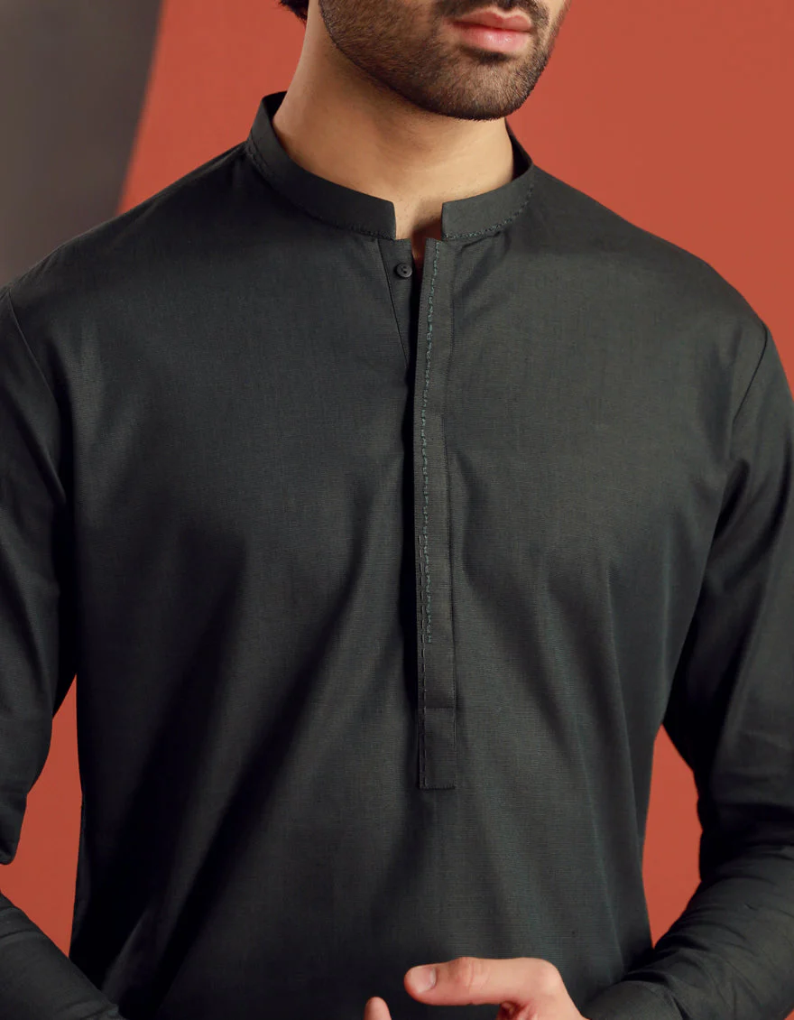 GREEN COTTON KAMEEZ SHALWAR | JJKS-A-34828/S24/JJ9497-CL - Image 3