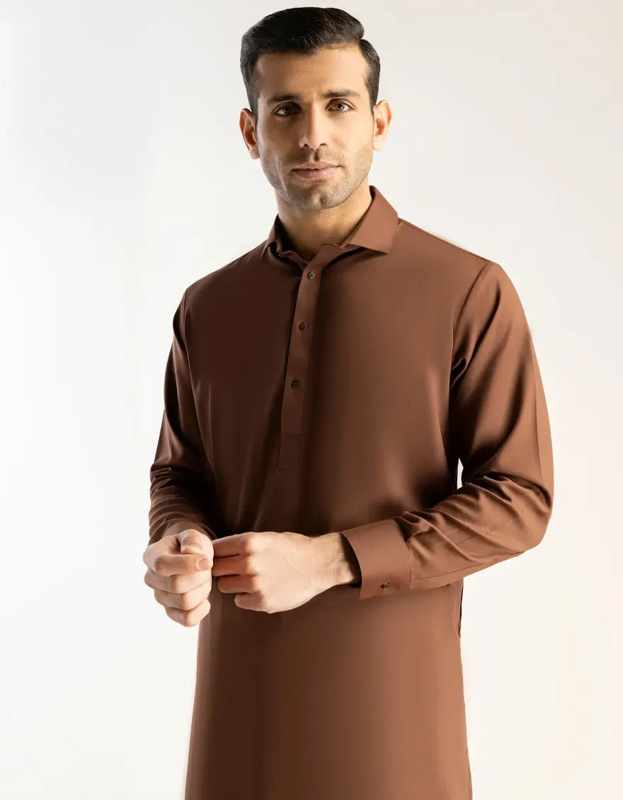 BROWN KAMEEZ SHALWAR | JJKS-A-47005-R14-AP/S25/JJ10252-PN - Image 2