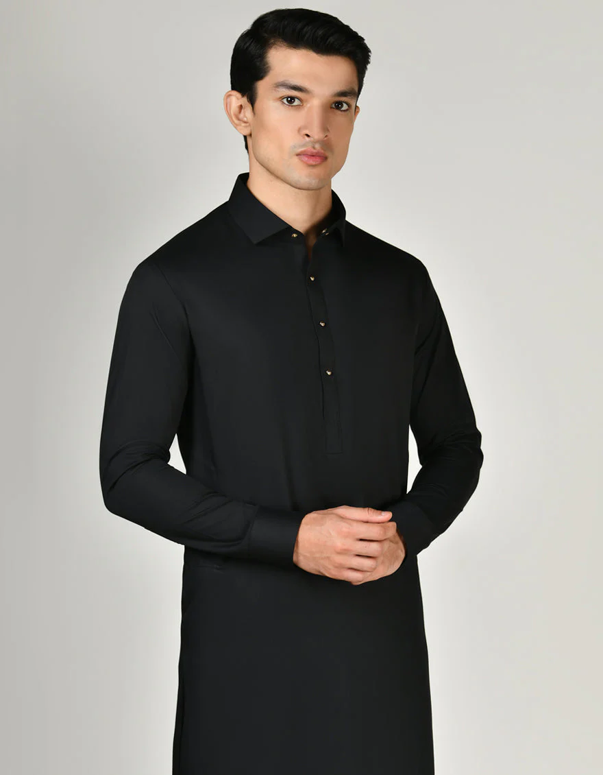 BLACK BLENDED KAMEEZ SHALWAR | JJKS-A-47318/S24/JJ9364-PN