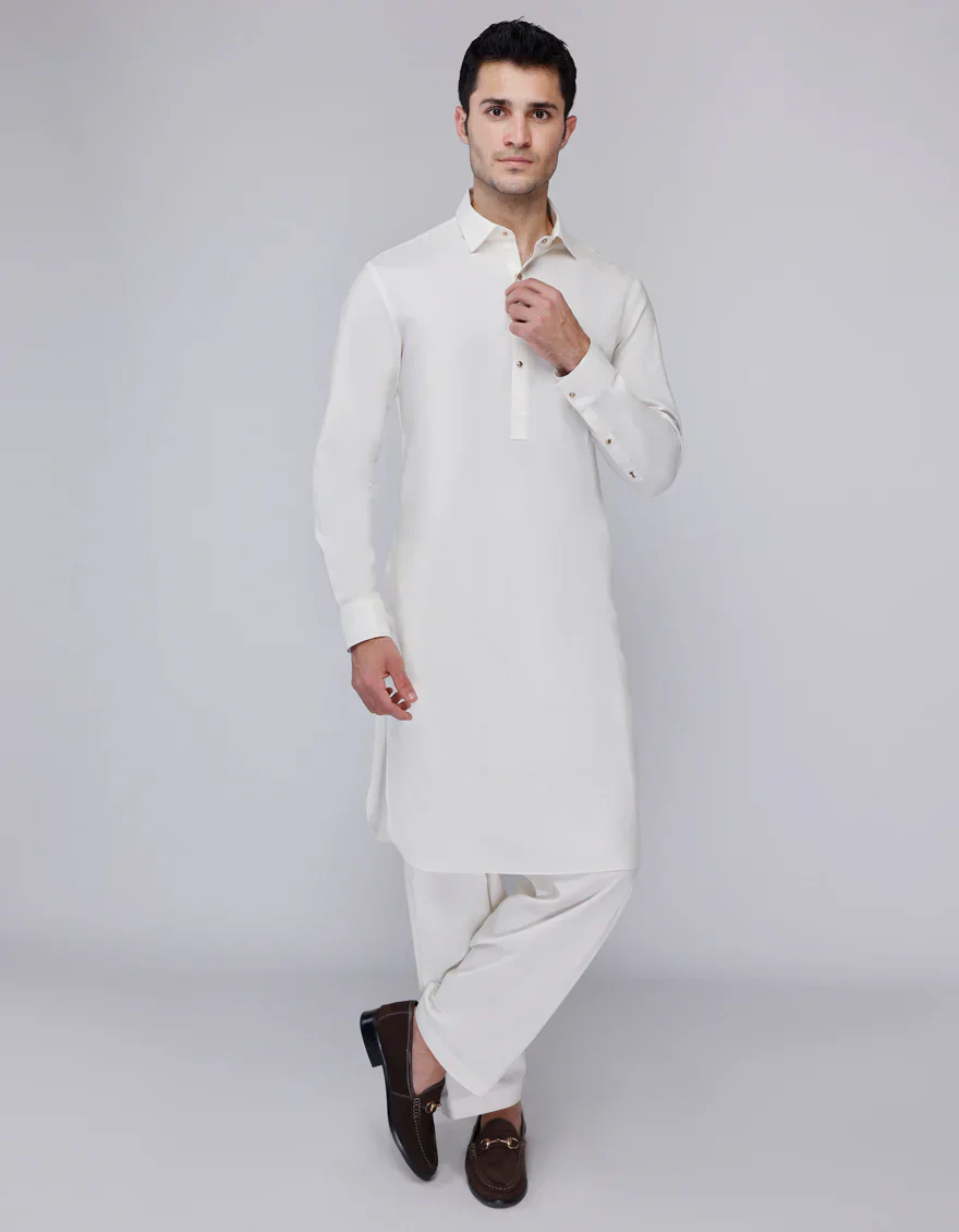 PEARL WHITE COTTON KAMEEZ SHALWAR | JJKS-A-47376/S24/JJ6147-CL