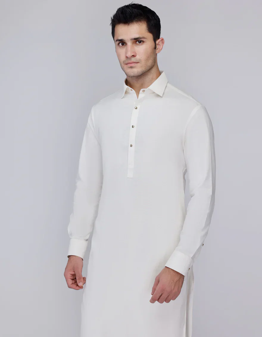 PEARL WHITE COTTON KAMEEZ SHALWAR | JJKS-A-47376/S24/JJ6147-CL - Image 2